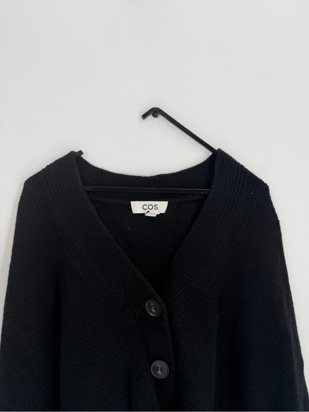 Cos Chunky Cropped Cashmere Wool Blend Cardigan In Black